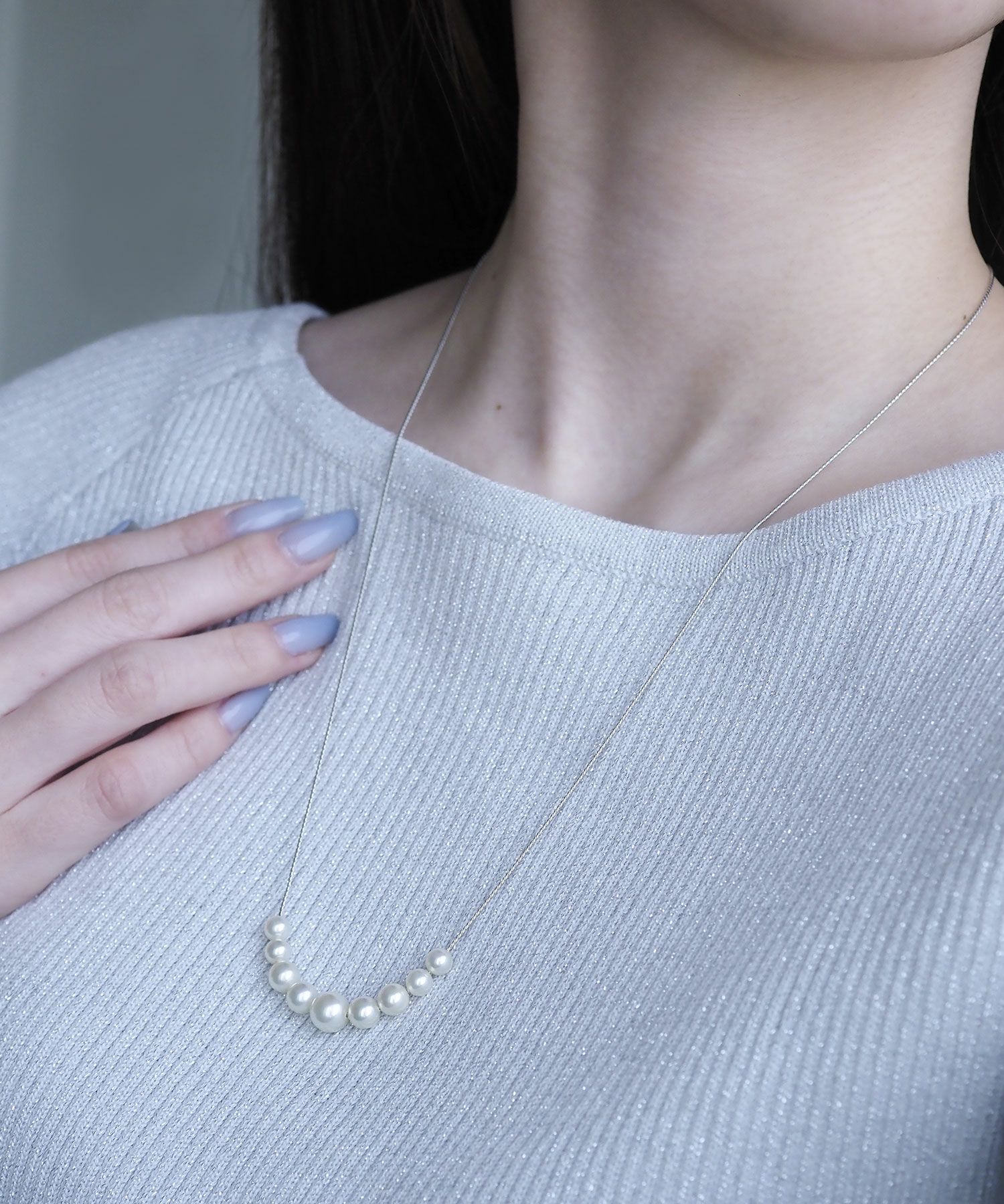 磨き貝パールフロントロングネックレス【JUNO PREMIUM】