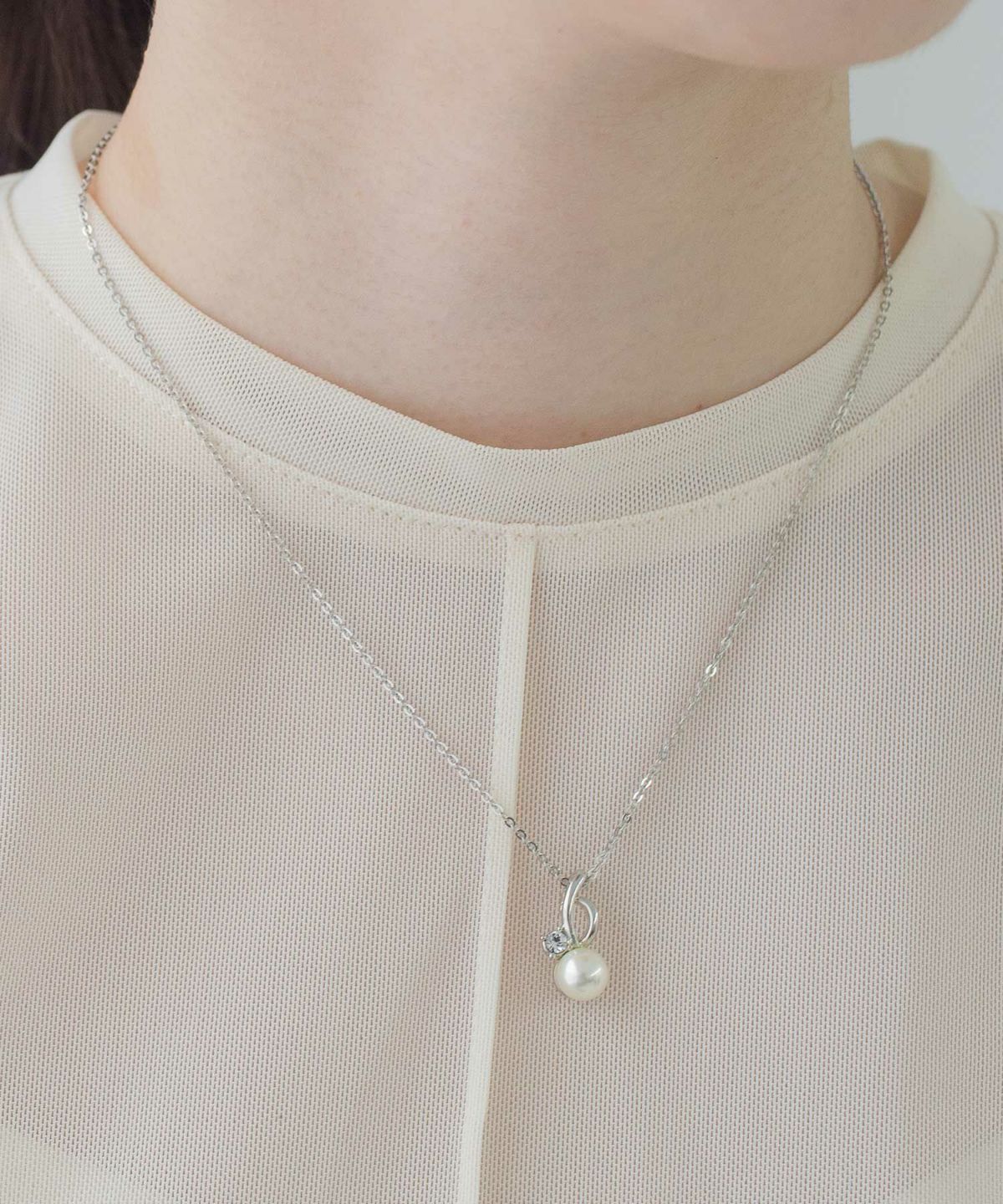 磨き貝パールヒネリビジューネックレス【JUNO PREMIUM】