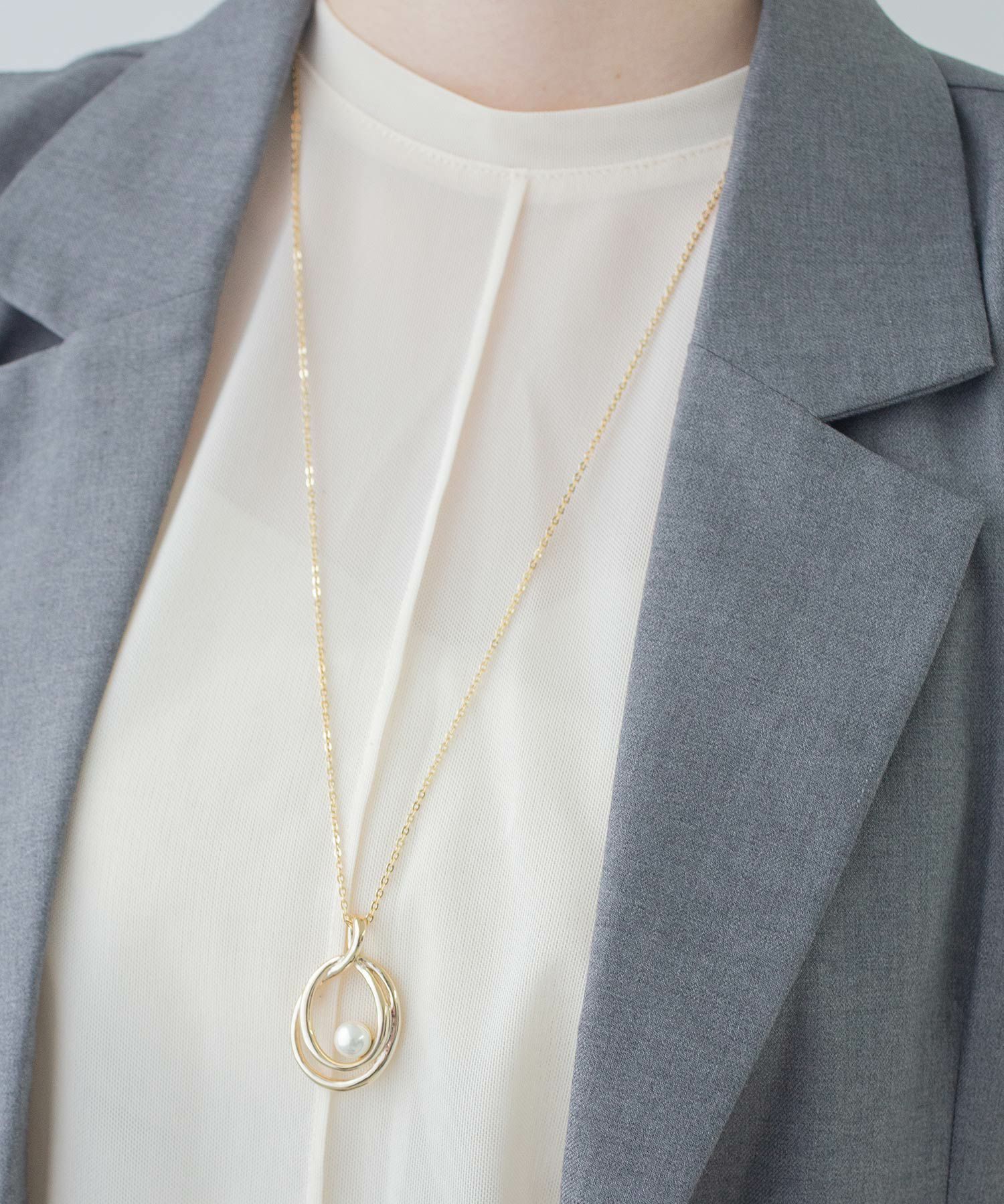 磨き貝パールシズクロングネックレス【JUNO PREMIUM】