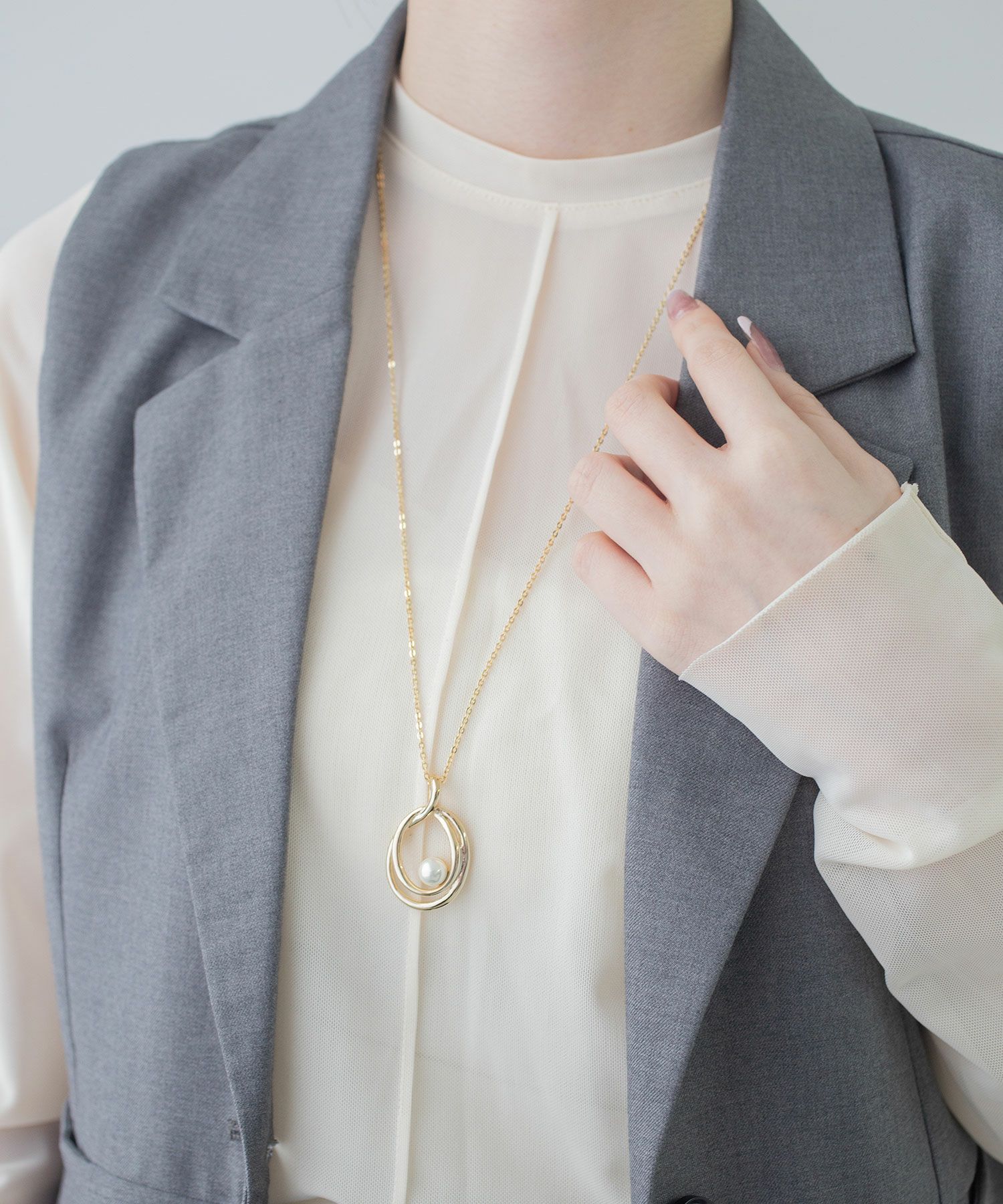 磨き貝パールシズクロングネックレス【JUNO PREMIUM】