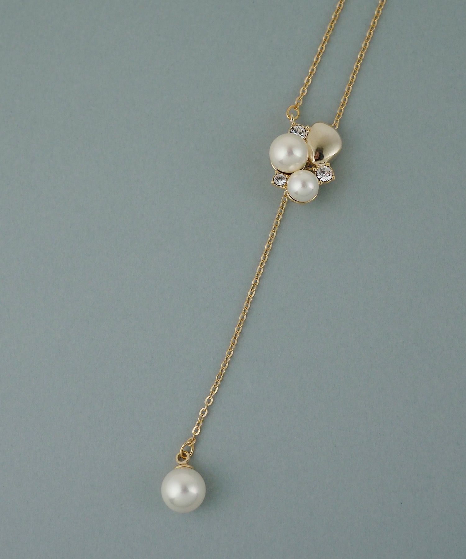 磨き貝パールY字ロングネックレス【JUNO PREMIUM】