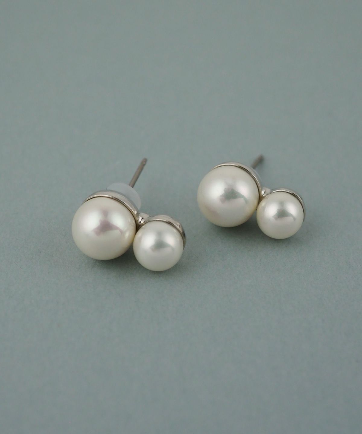 磨き貝パールダブルチタンポストピアス【JUNO PREMIUM】