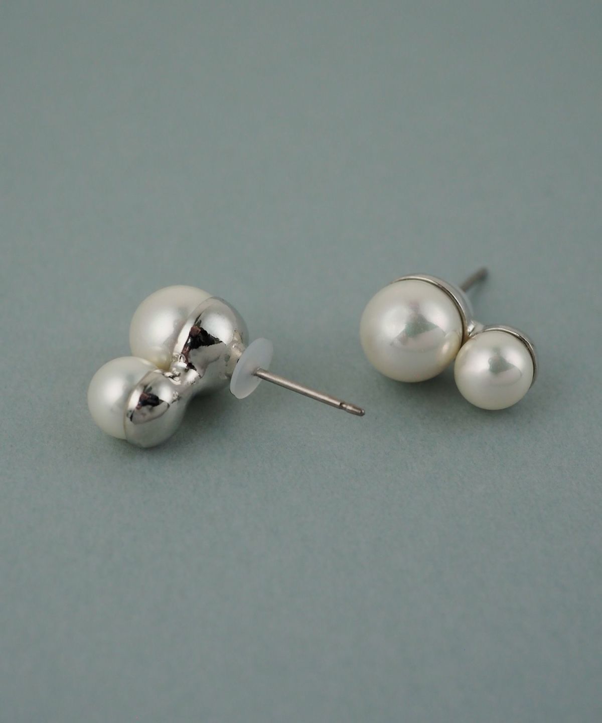 磨き貝パールダブルチタンポストピアス【JUNO PREMIUM】