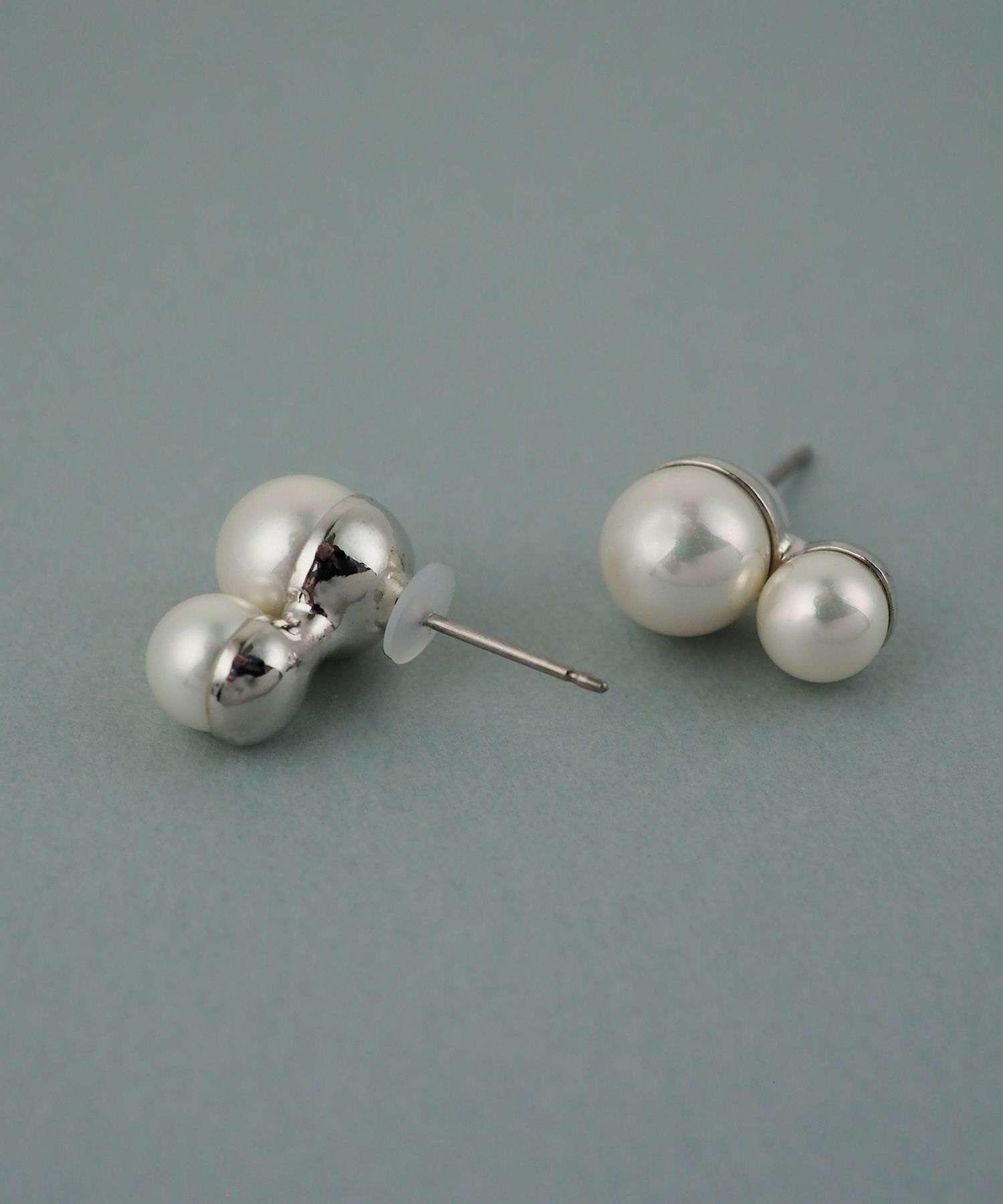 磨き貝パールダブルチタンポストピアス【JUNO PREMIUM】