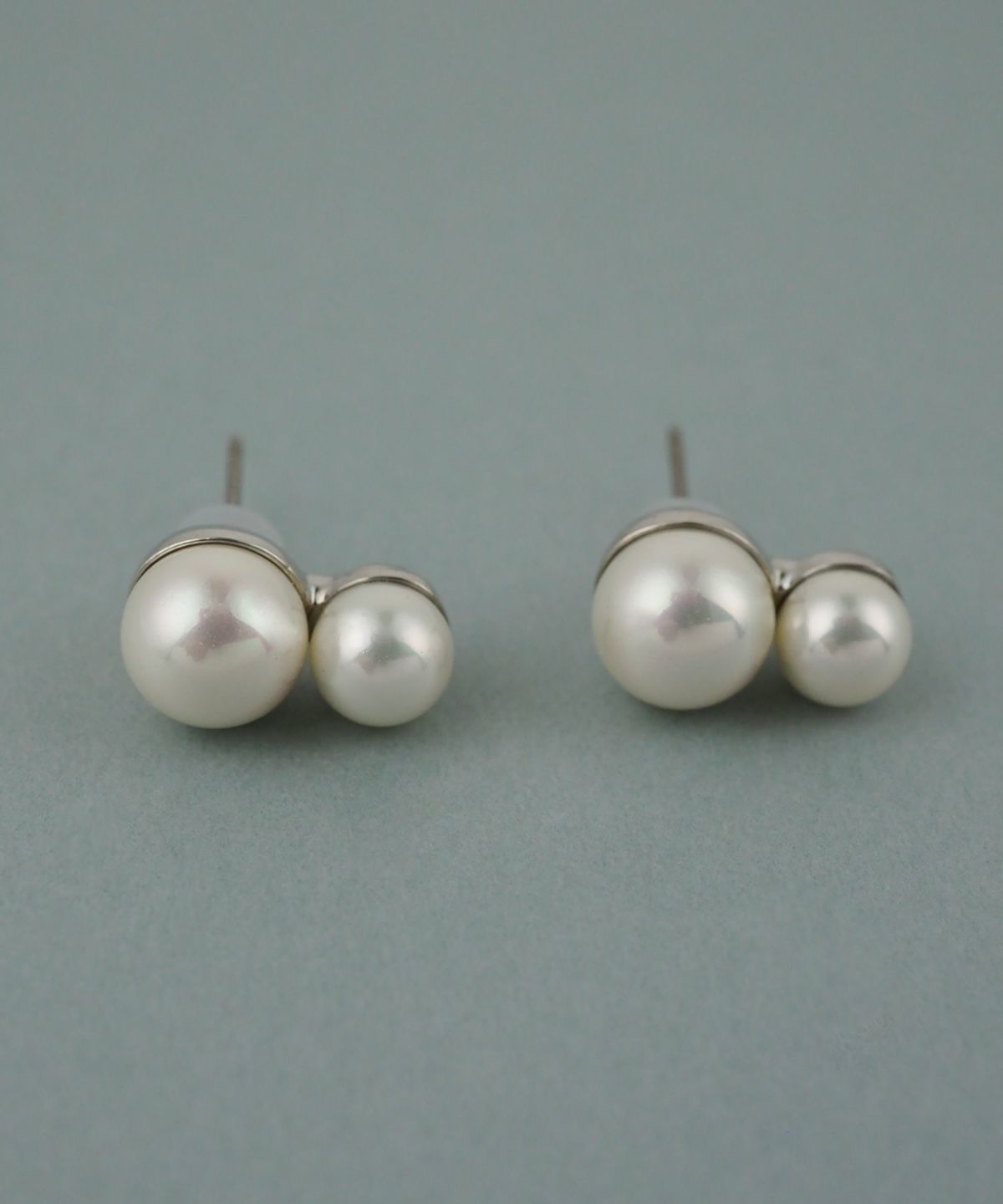 磨き貝パールダブルチタンポストピアス【JUNO PREMIUM】