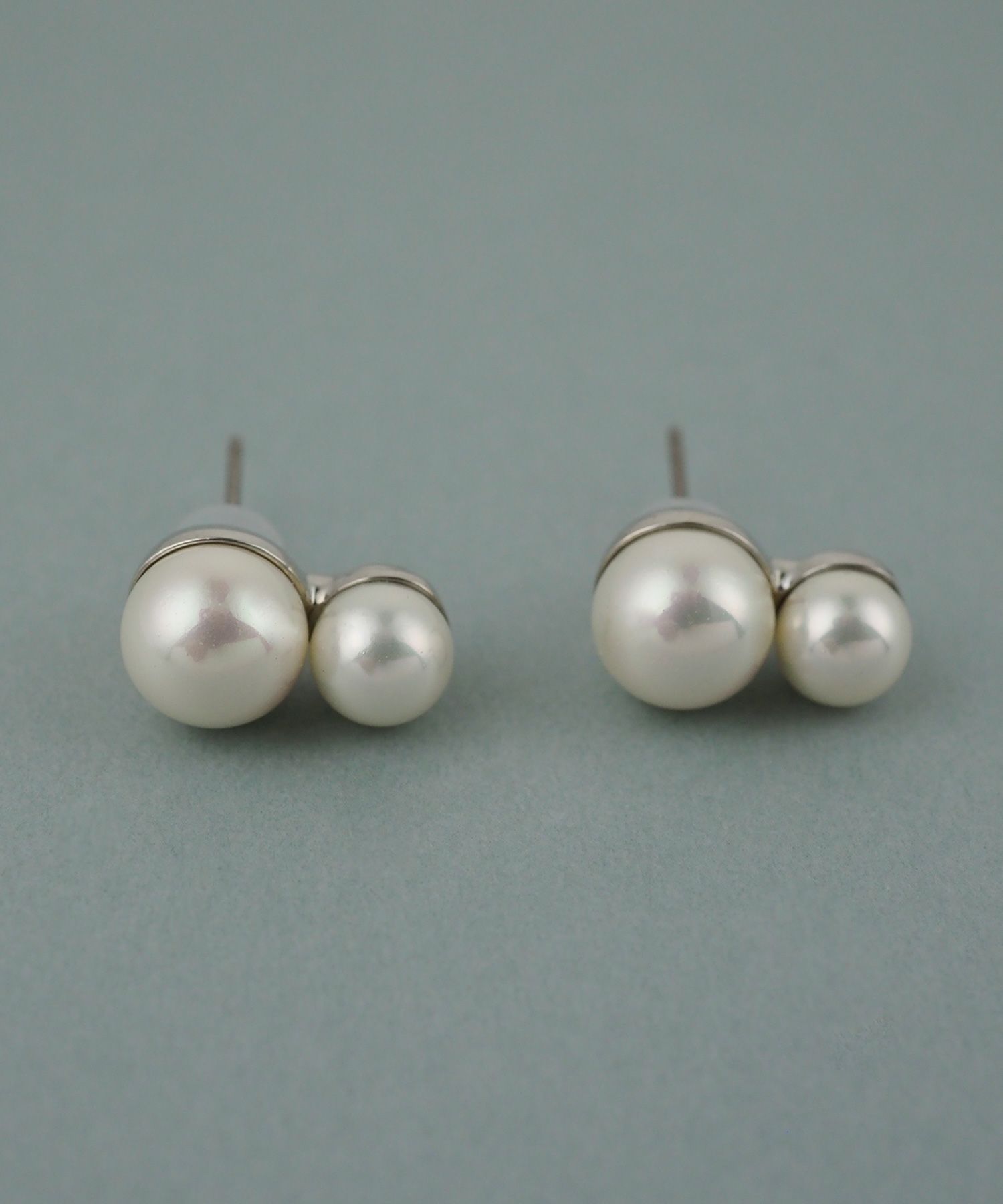 磨き貝パールダブルチタンポストピアス【JUNO PREMIUM】