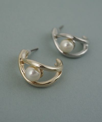 磨き貝パールダブルチタンポストピアス【JUNO PREMIUM】 | 【公式】MUK