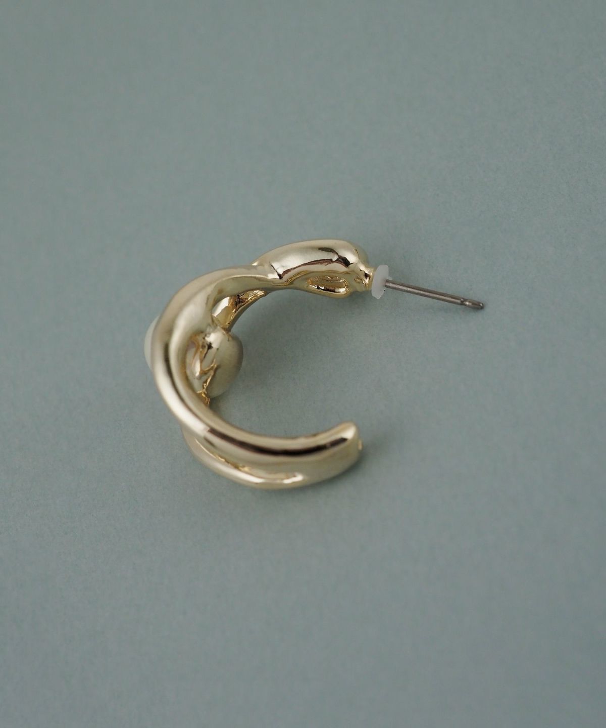 磨き貝パールヒネリフープチタンポストピアス【JUNO PREMIUM】