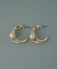 磨き貝パールヒネリフープチタンポストピアス【JUNO PREMIUM】