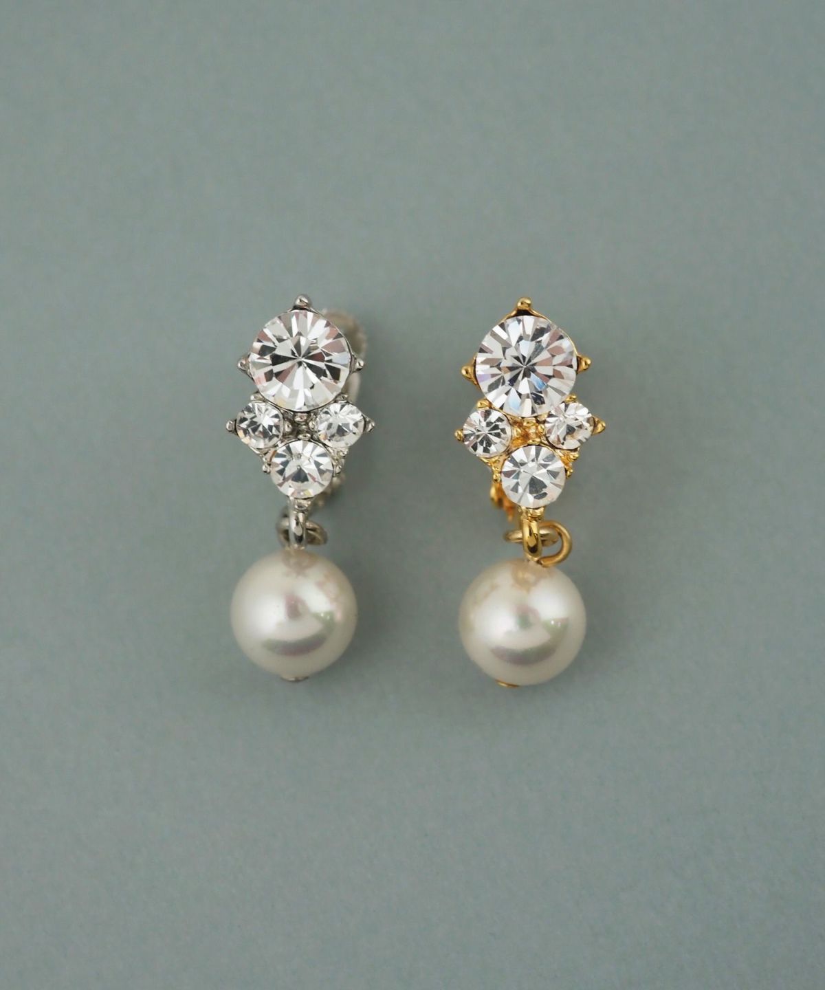 磨き貝パールビジューイヤリング【JUNO PREMIUM】