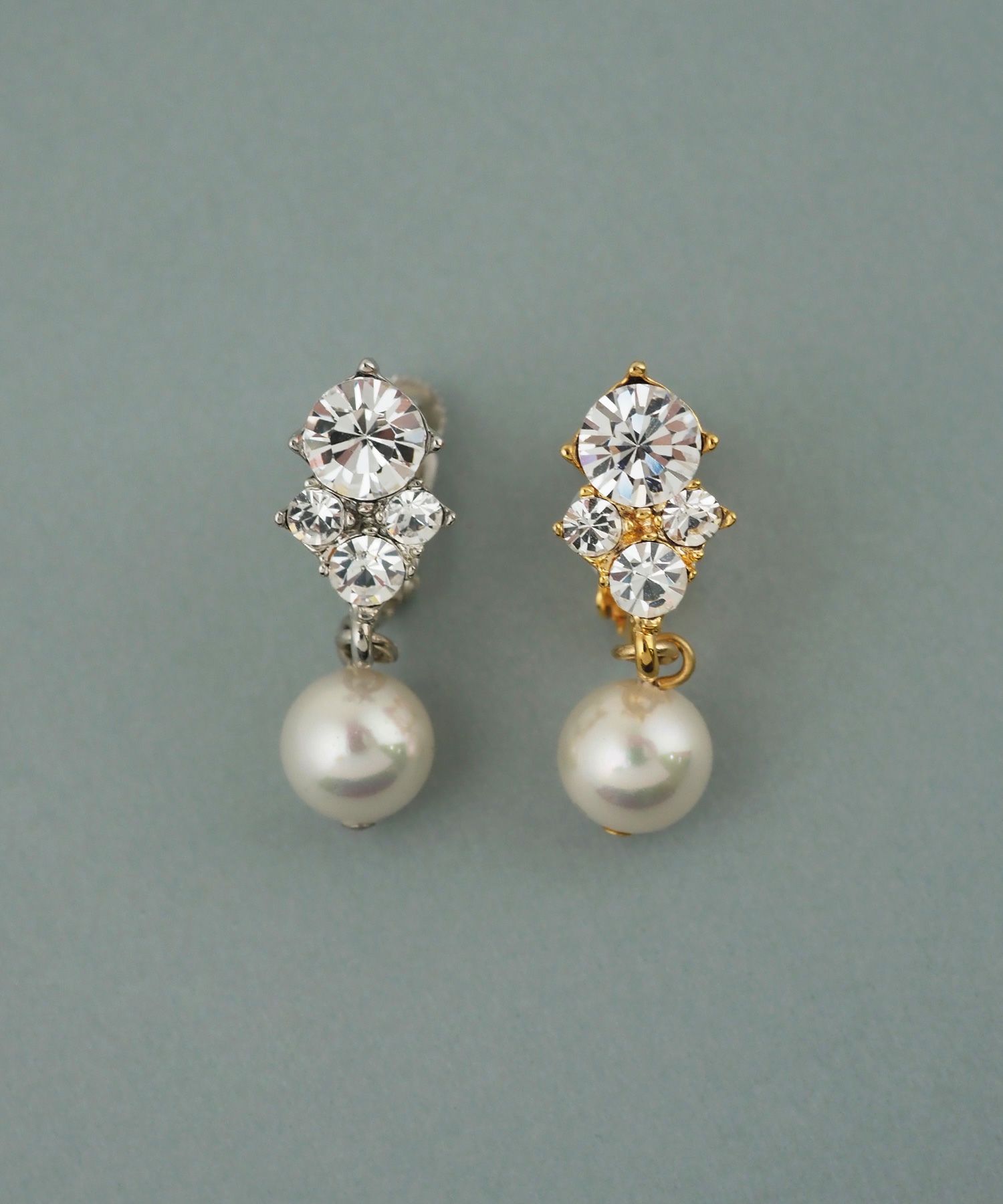 磨き貝パールビジューイヤリング【JUNO PREMIUM】