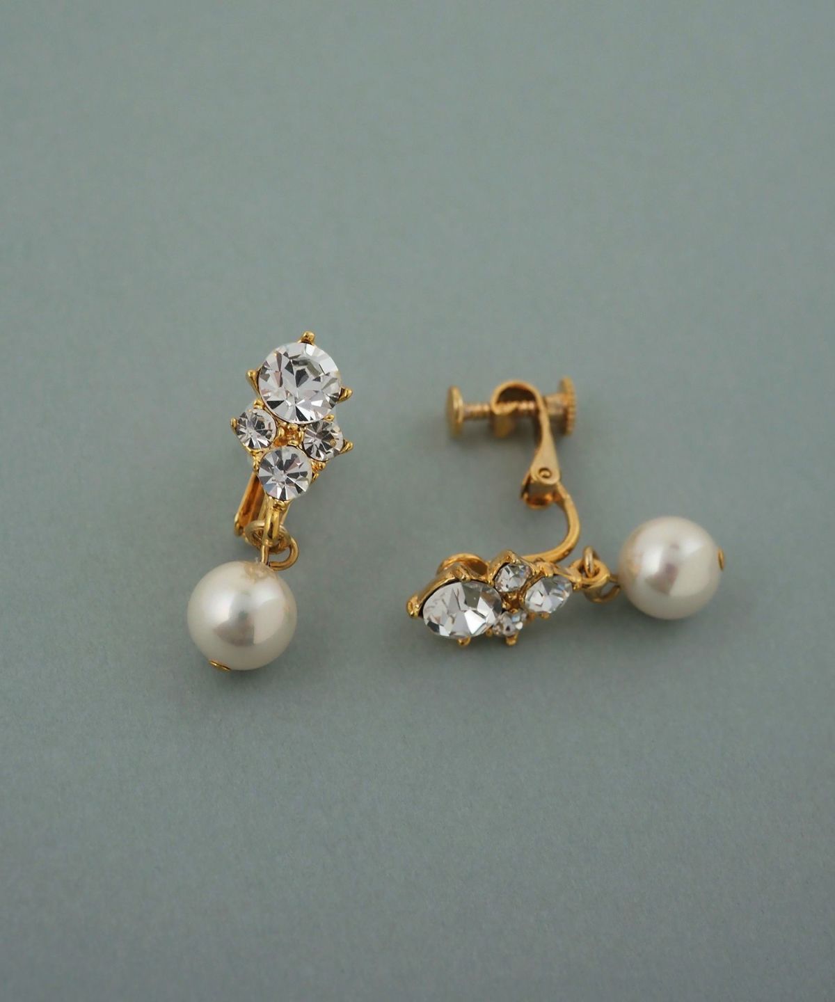 磨き貝パールビジューイヤリング【JUNO PREMIUM】