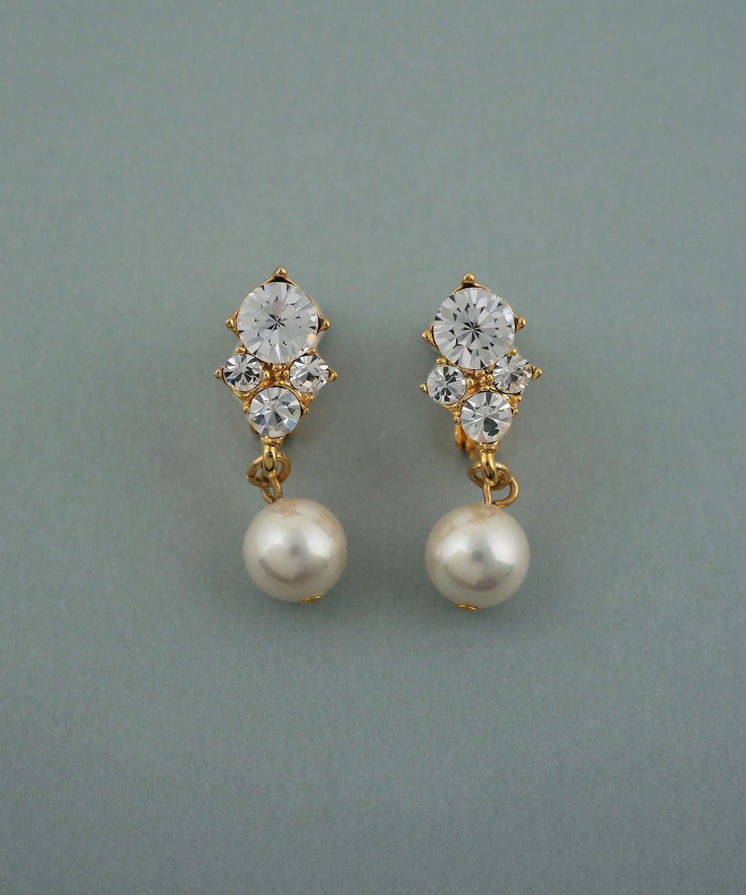 磨き貝パールビジューイヤリング【JUNO PREMIUM】