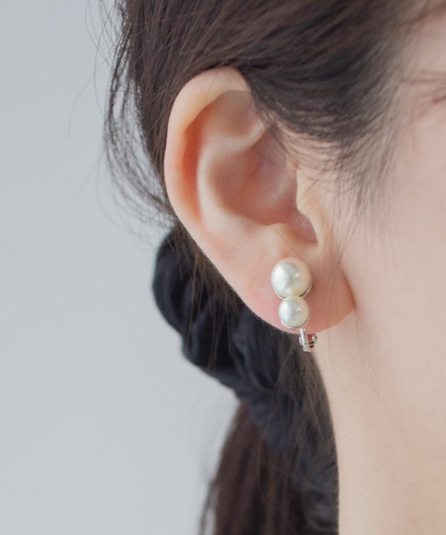 磨き貝パールダブルイヤリング【JUNO PREMIUM】