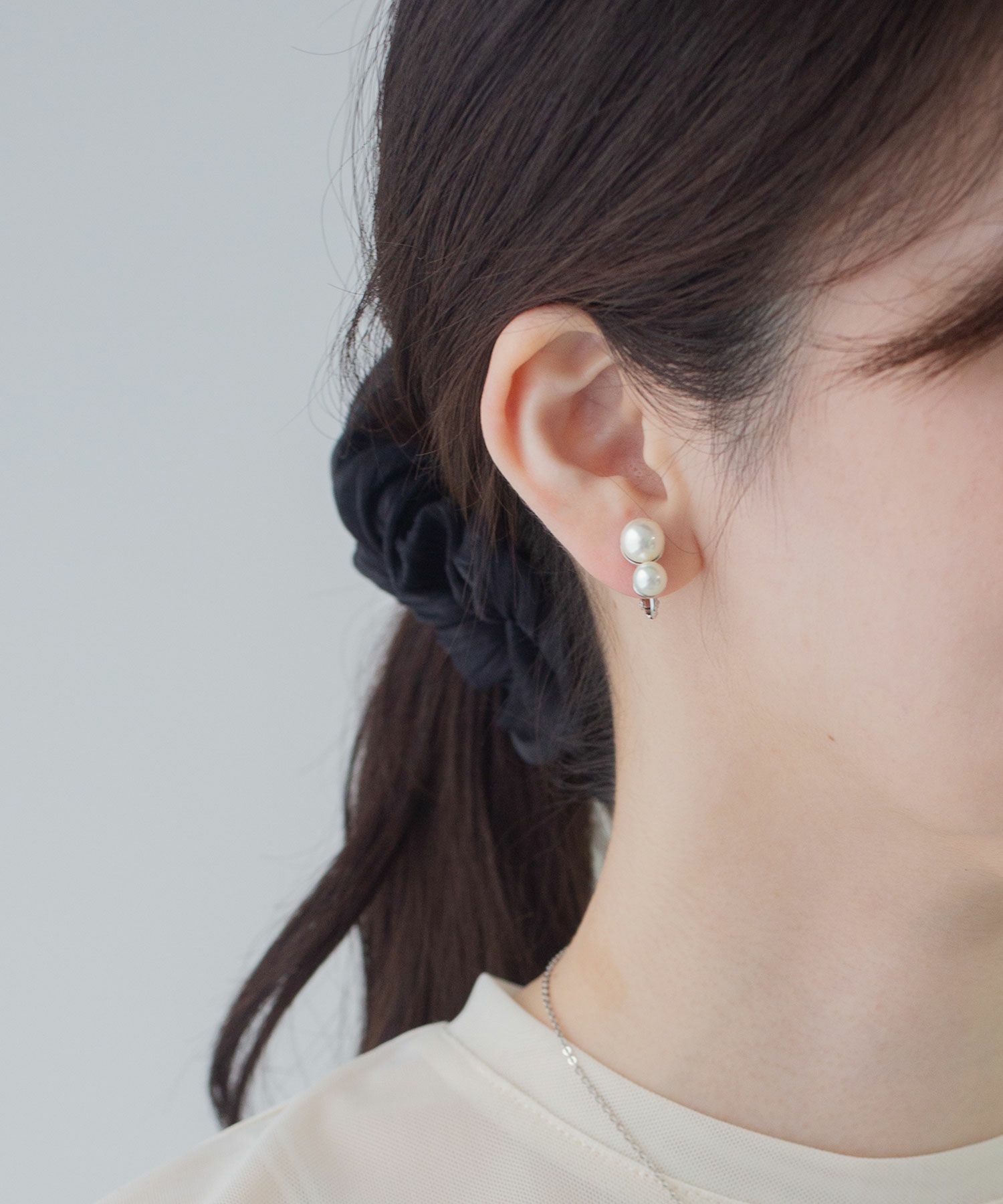 磨き貝パールダブルイヤリング【JUNO PREMIUM】