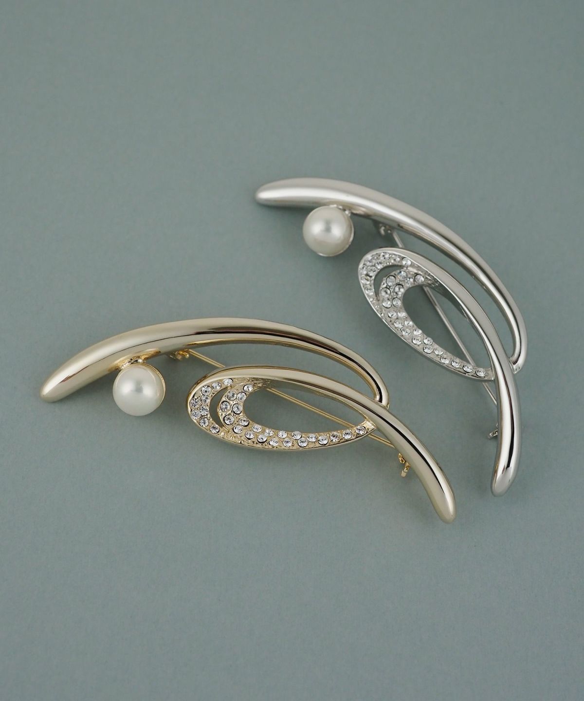 磨き貝パールニュアンスラインブローチ【JUNO PREMIUM】