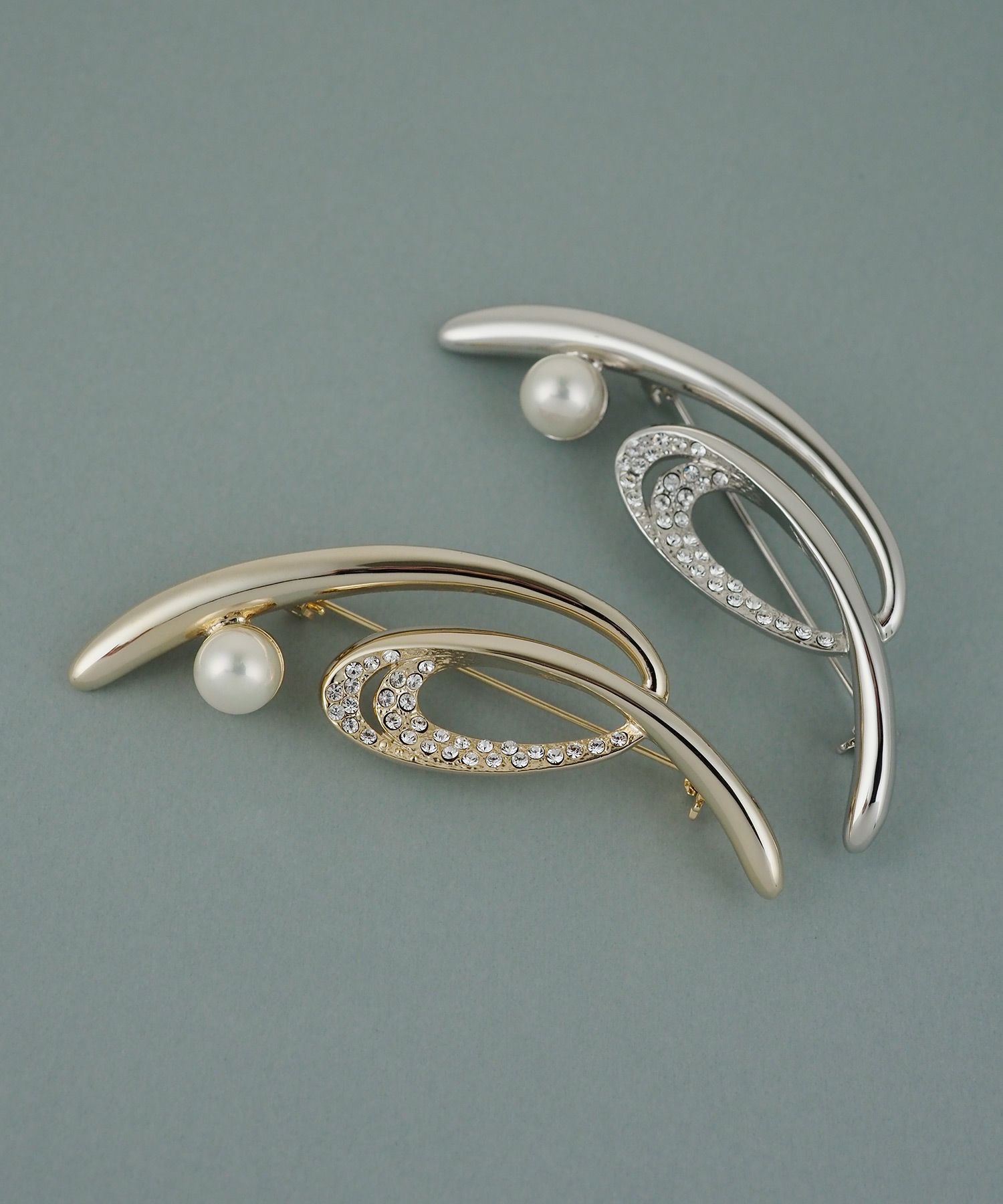 磨き貝パールニュアンスラインブローチ【JUNO PREMIUM】