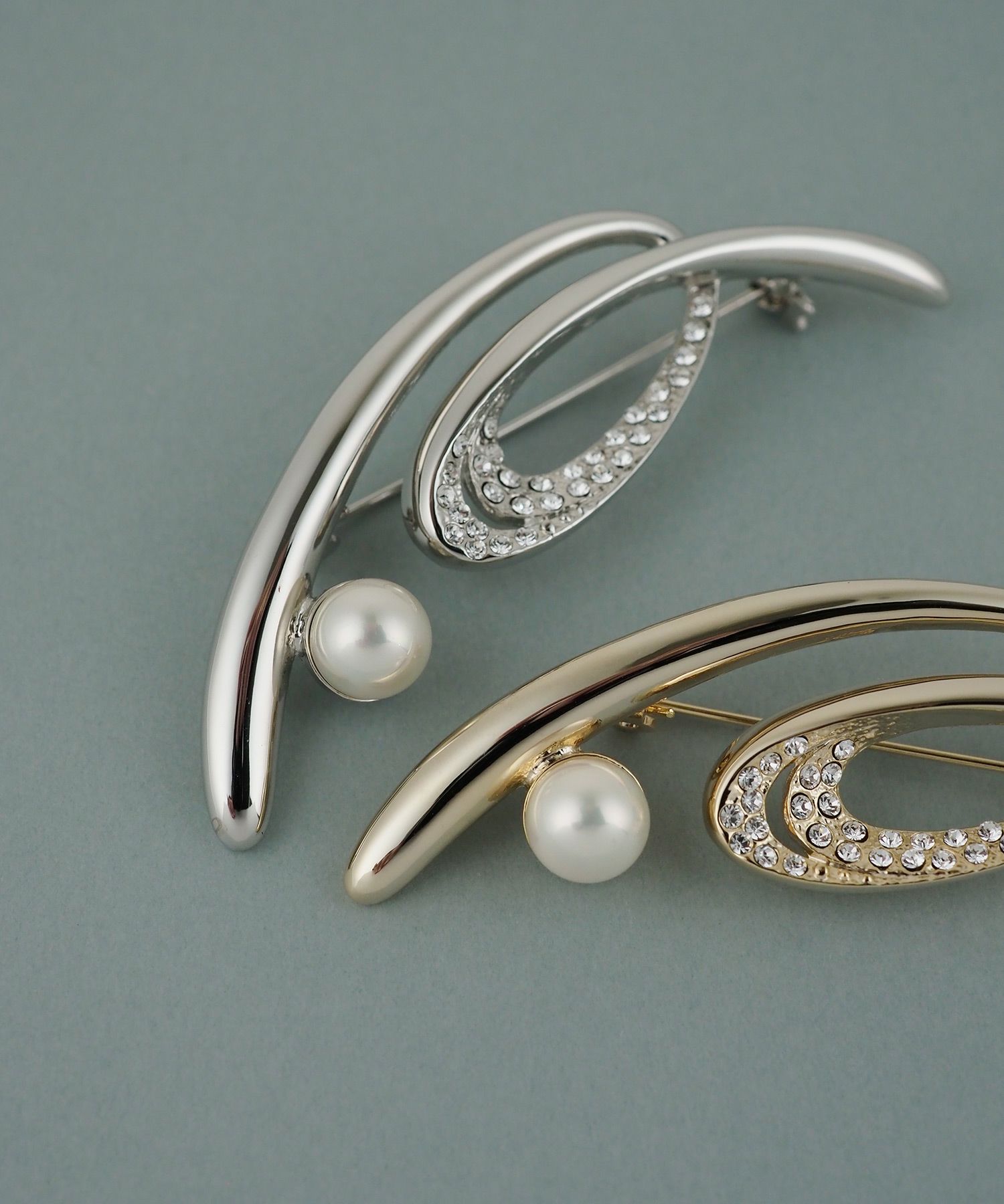 磨き貝パールニュアンスラインブローチ【JUNO PREMIUM】