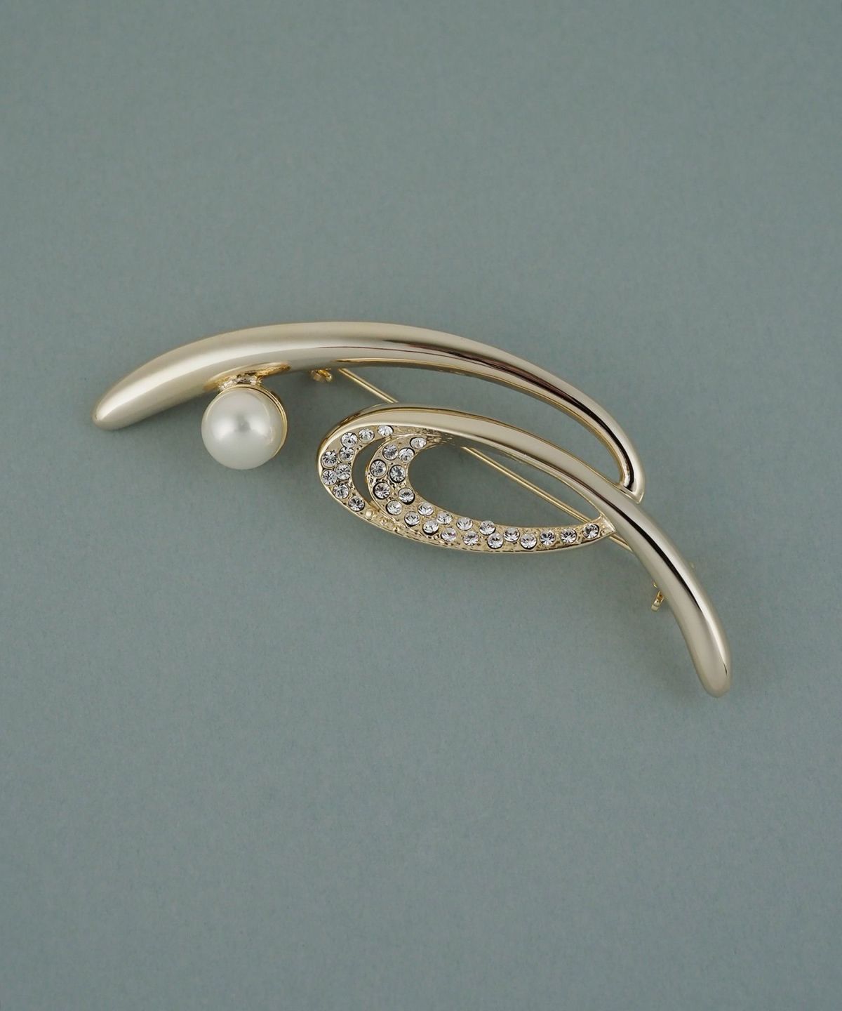 磨き貝パールニュアンスラインブローチ【JUNO PREMIUM】