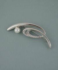 磨き貝パールニュアンスラインブローチ【JUNO PREMIUM】