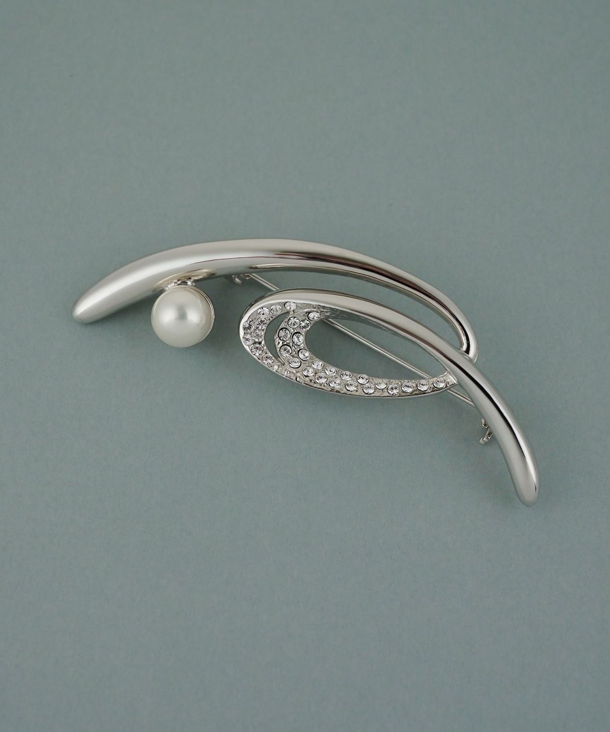 磨き貝パールニュアンスラインブローチ【JUNO PREMIUM】