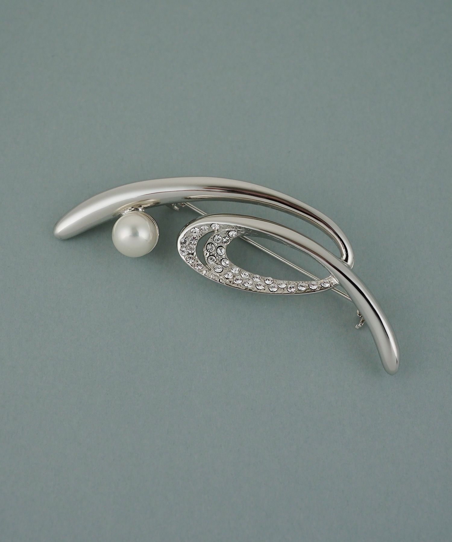 磨き貝パールニュアンスラインブローチ【JUNO PREMIUM】