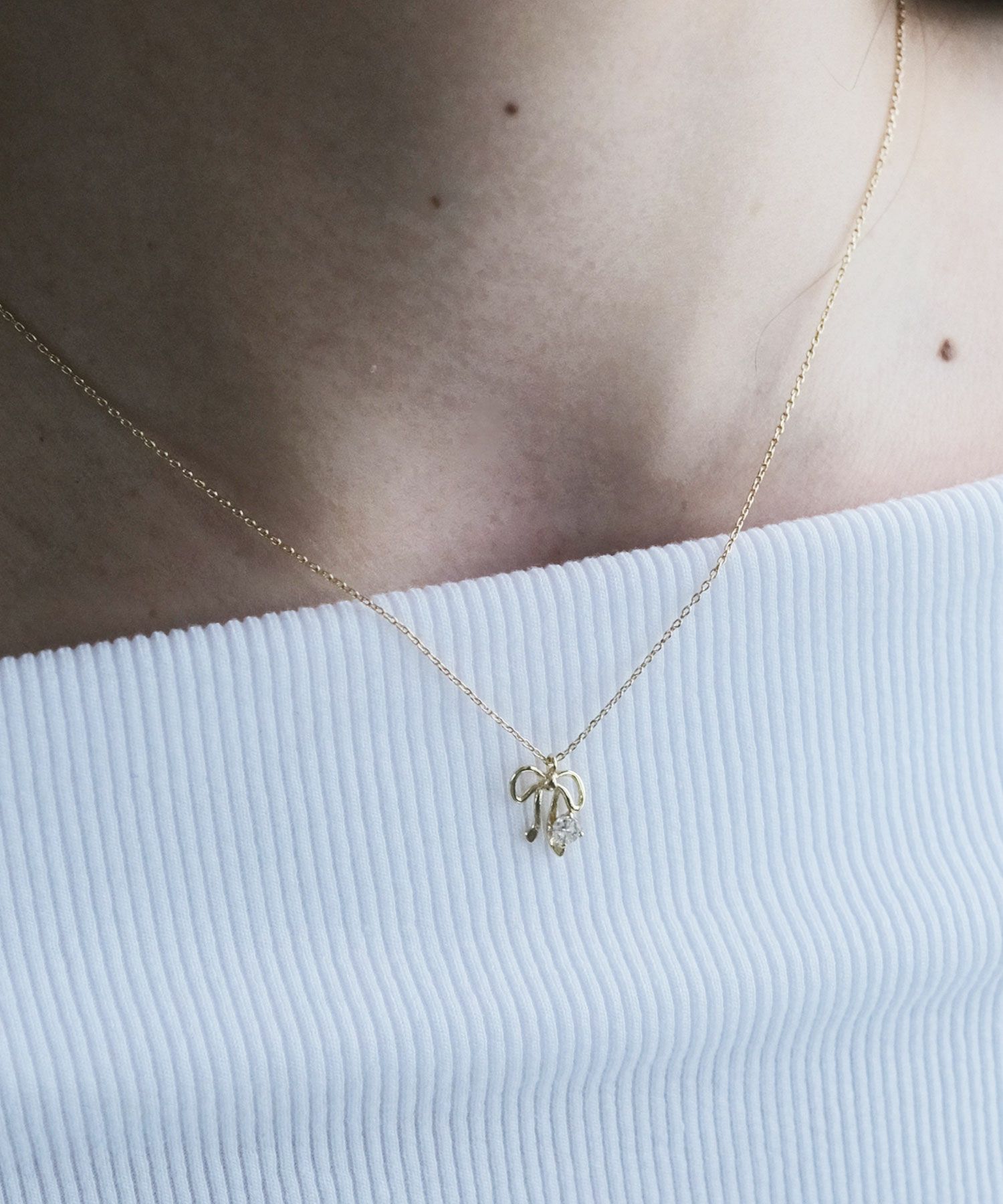 リボンストーンプチペンダント【MUK】