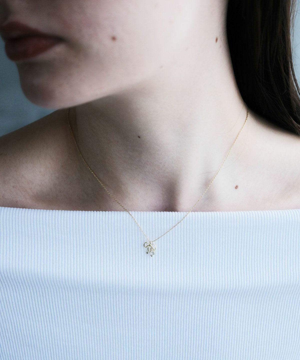 リボンストーンプチペンダント【MUK】