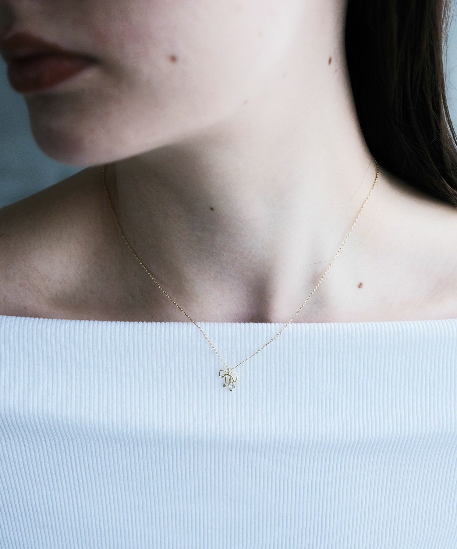 リボンストーンプチペンダント【MUK】