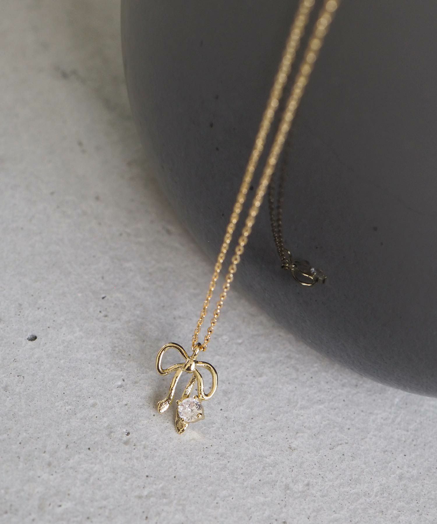 リボンストーンプチペンダント【MUK】