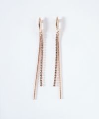 ピンクゴールドダブルチェーンチタンポストピアス