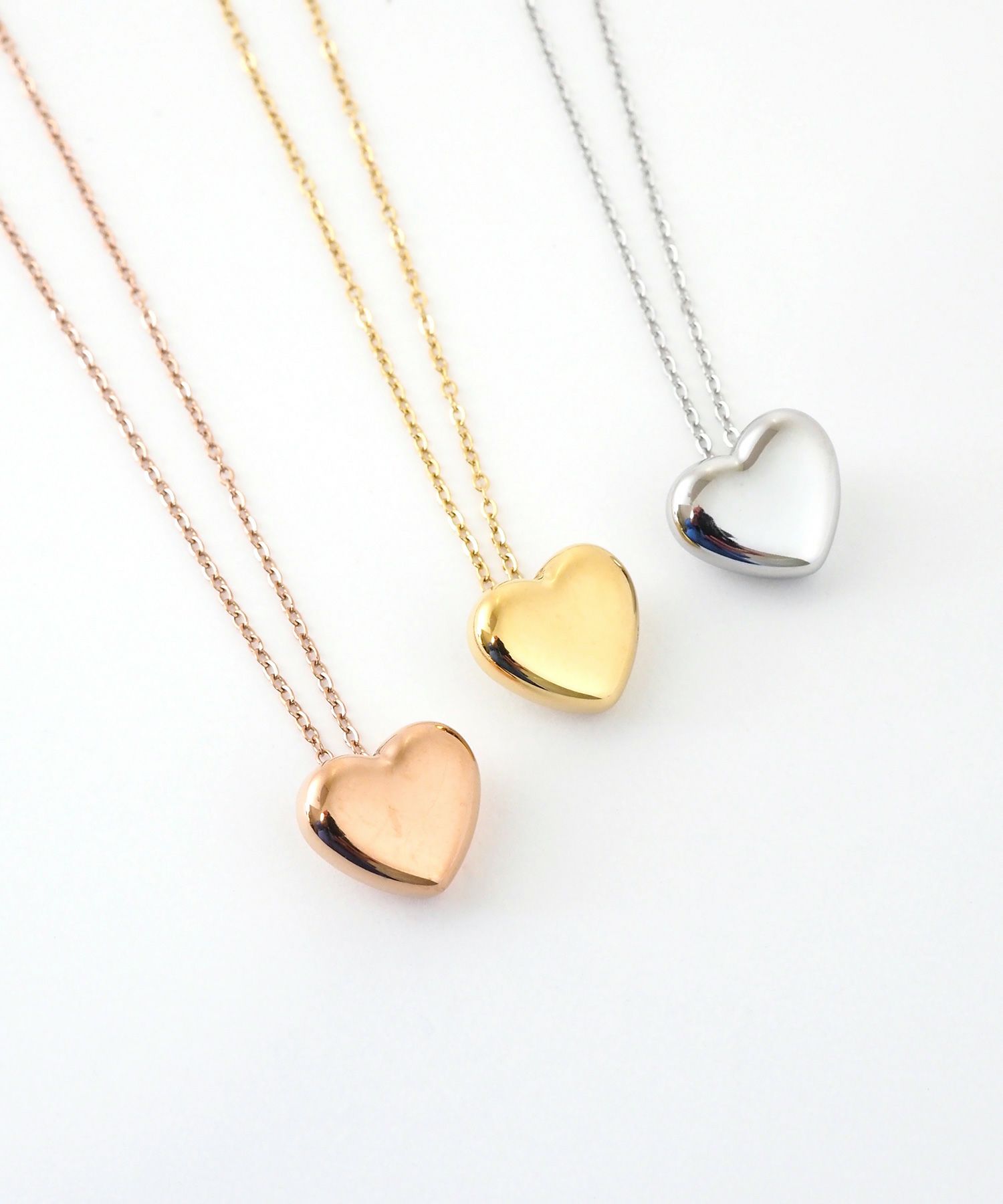 メタルハートステンレスネックレス