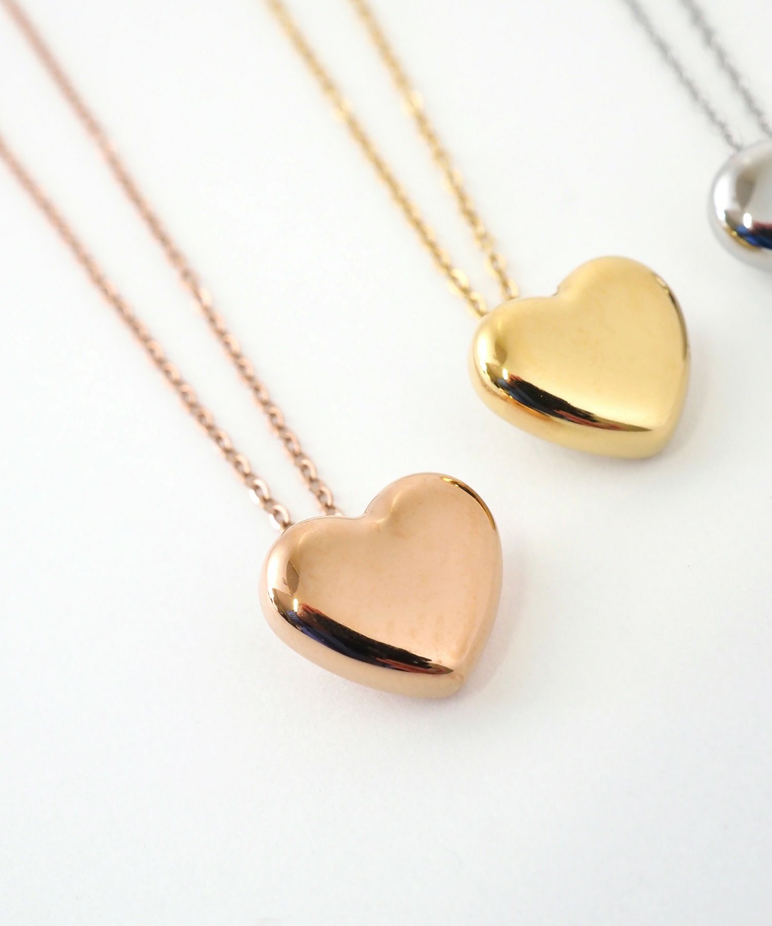 メタルハートステンレスネックレス