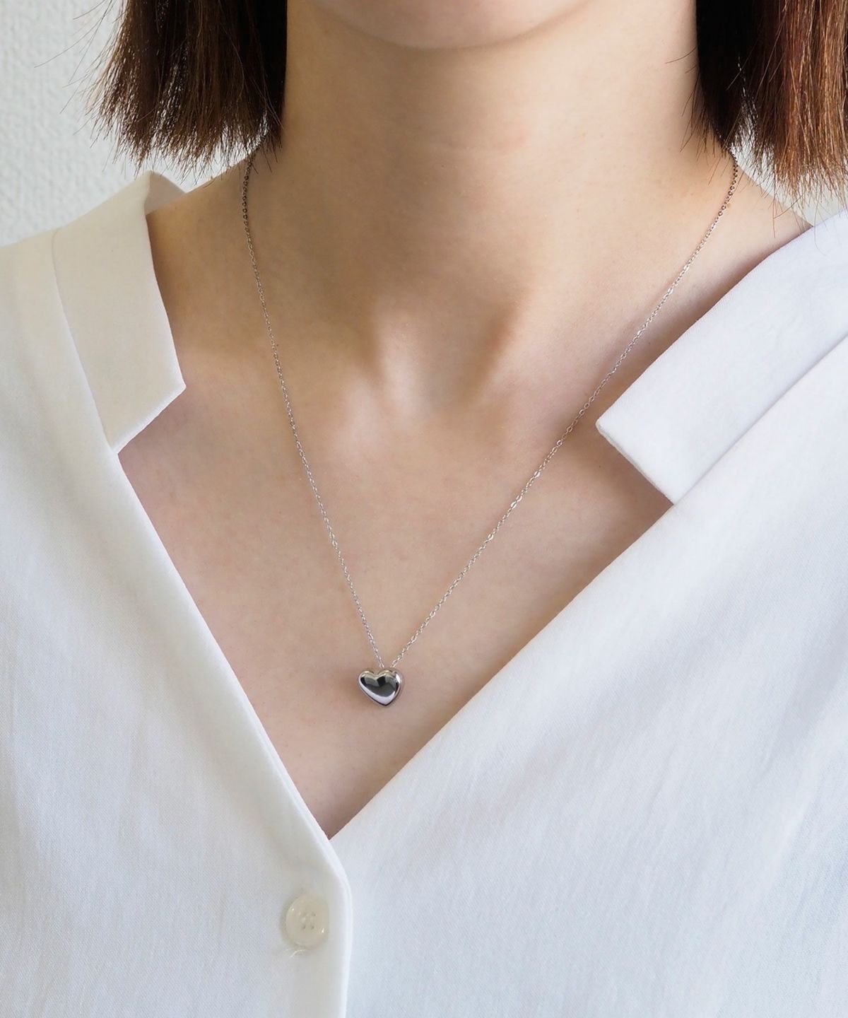 メタルハートステンレスネックレス