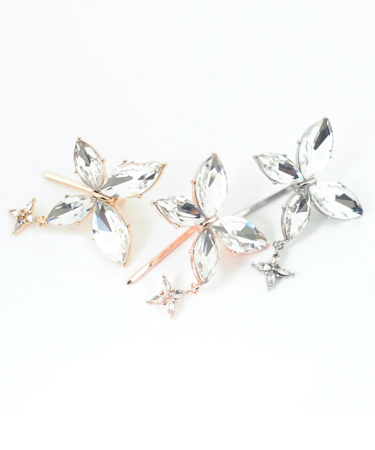 ビジューバタフライポニーフック