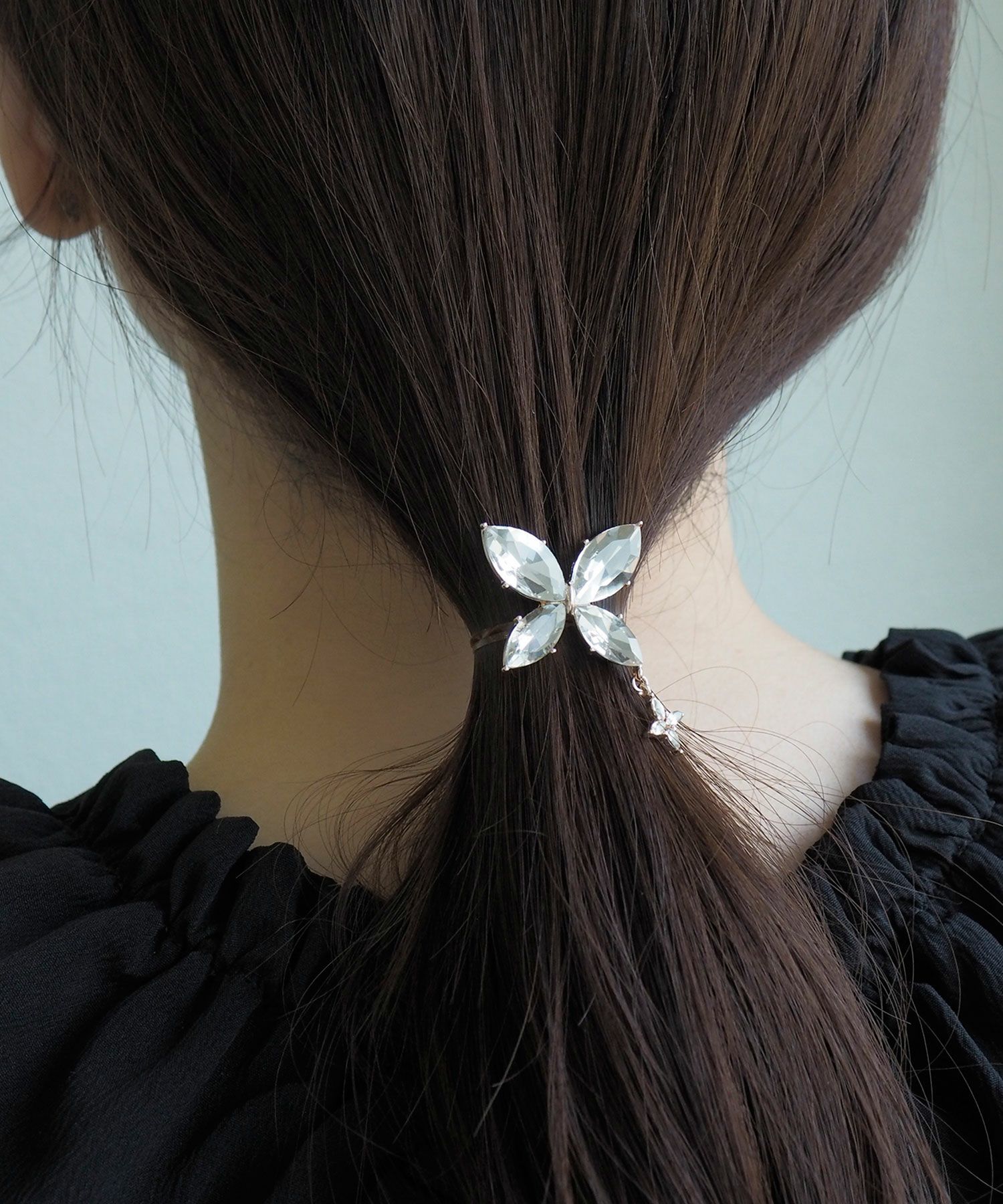 ビジューバタフライポニーフック