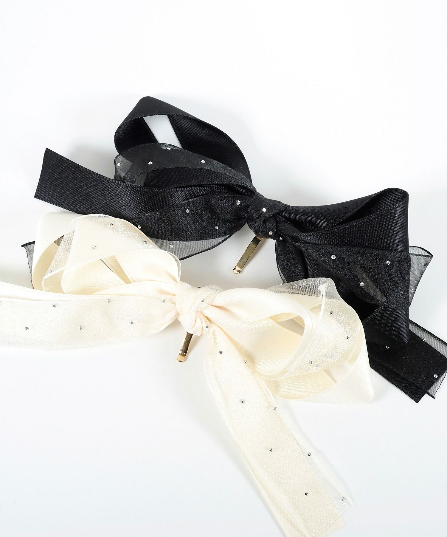 ドットオーガンジーリボンポニーフック