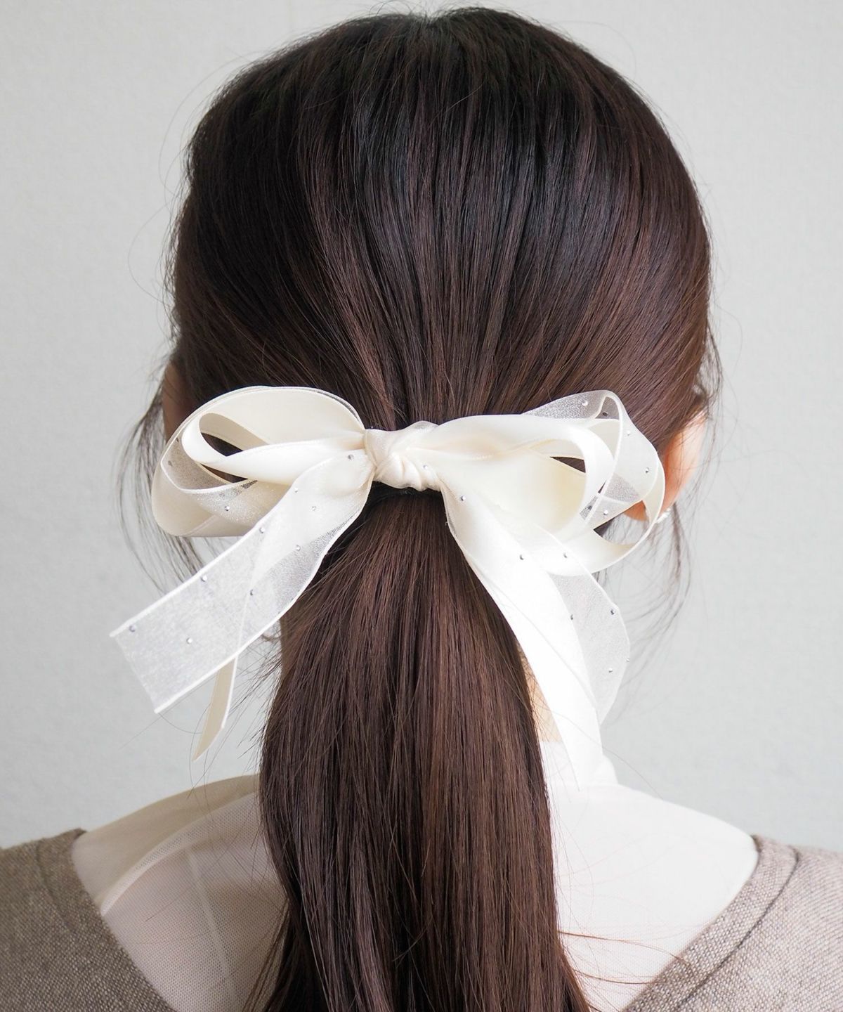 ドットオーガンジーリボンポニーフック