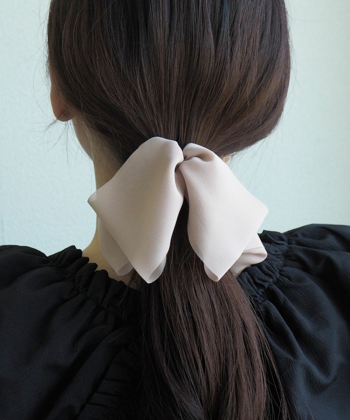 シフォンボリュームリボンフック付きシュフィー