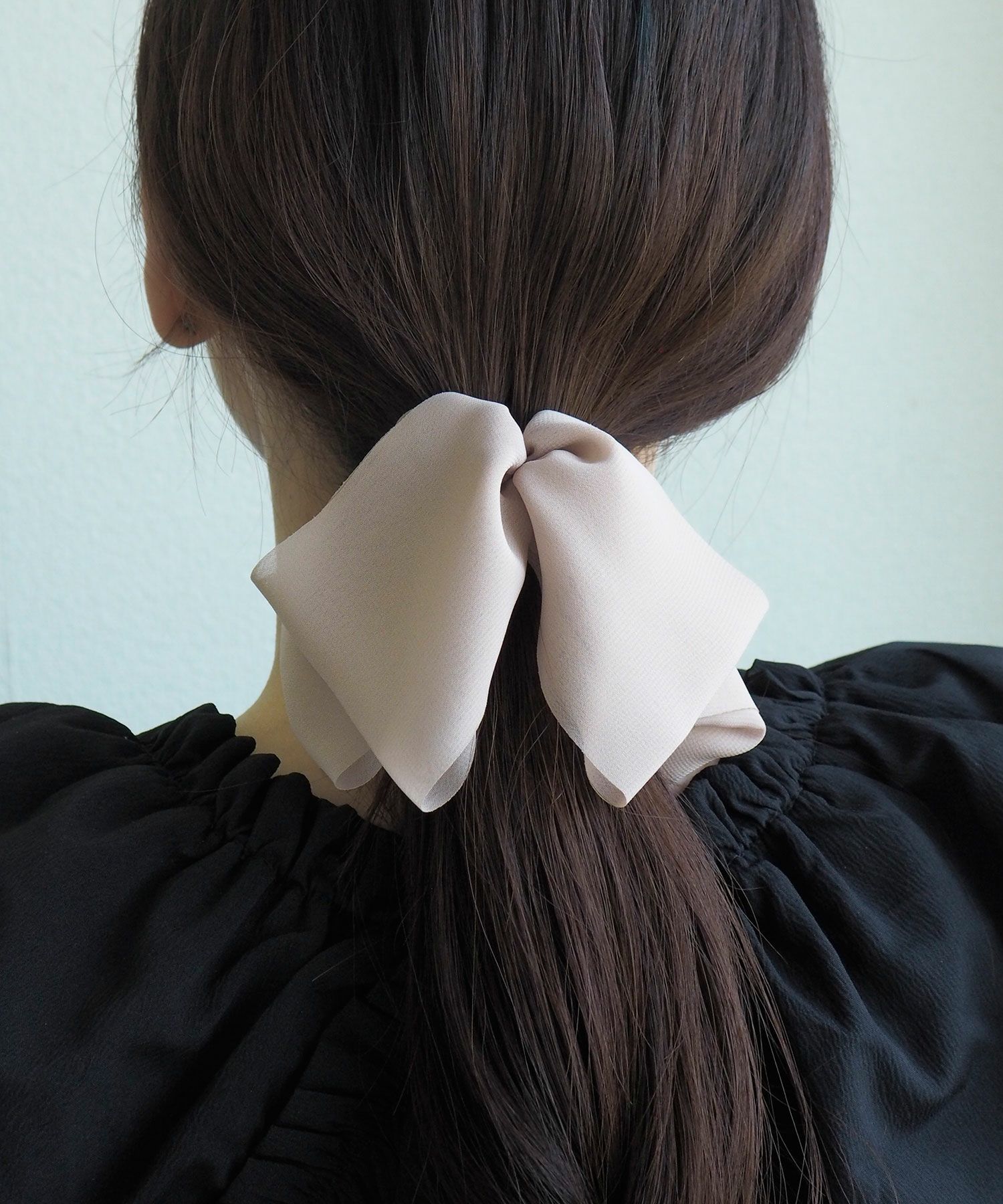 シフォンボリュームリボンフック付きシュフィー