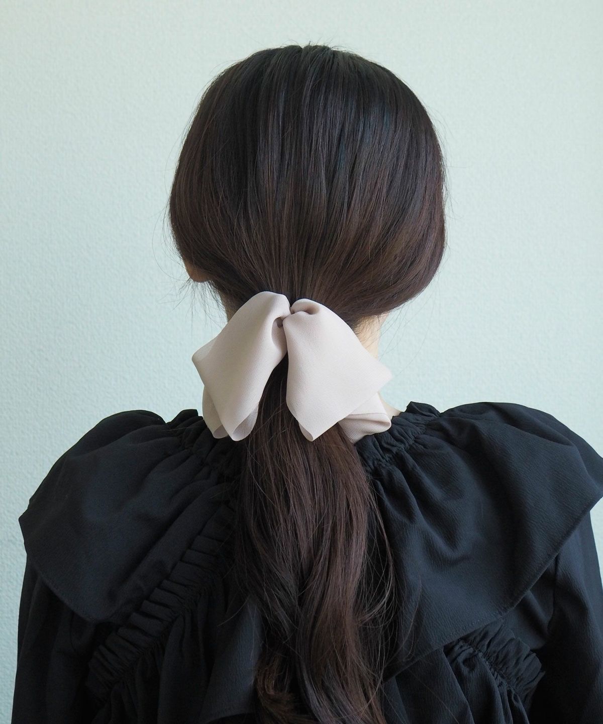 シフォンボリュームリボンフック付きシュフィー