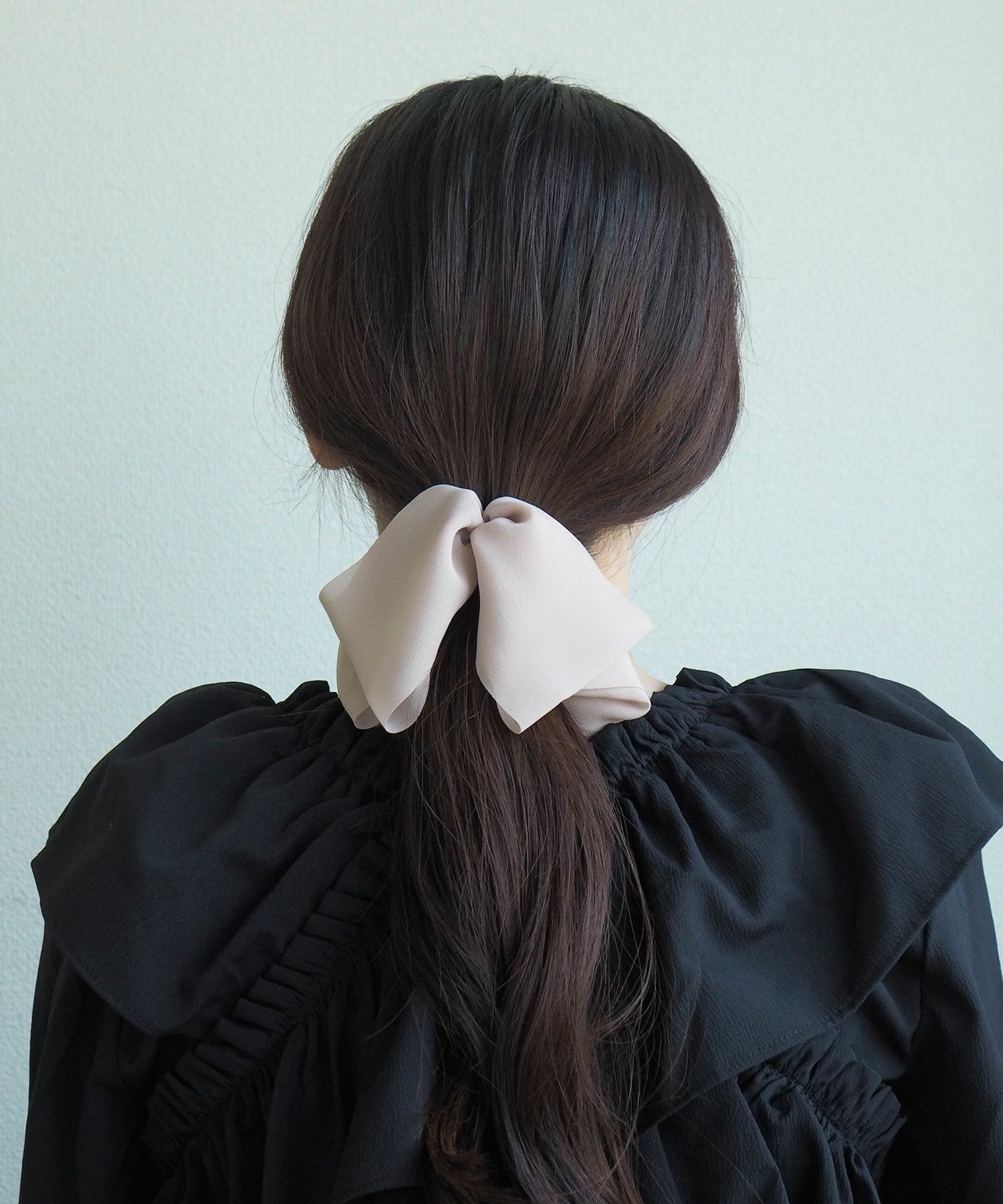 シフォンボリュームリボンフック付きシュフィー