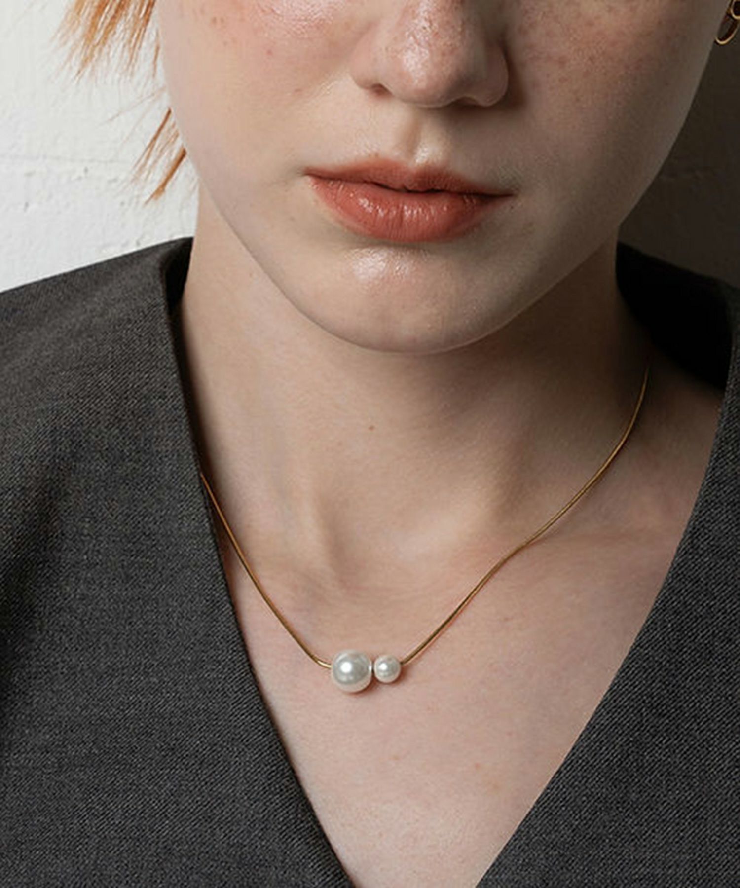 ダブルパールサージカルステンレスネックレス