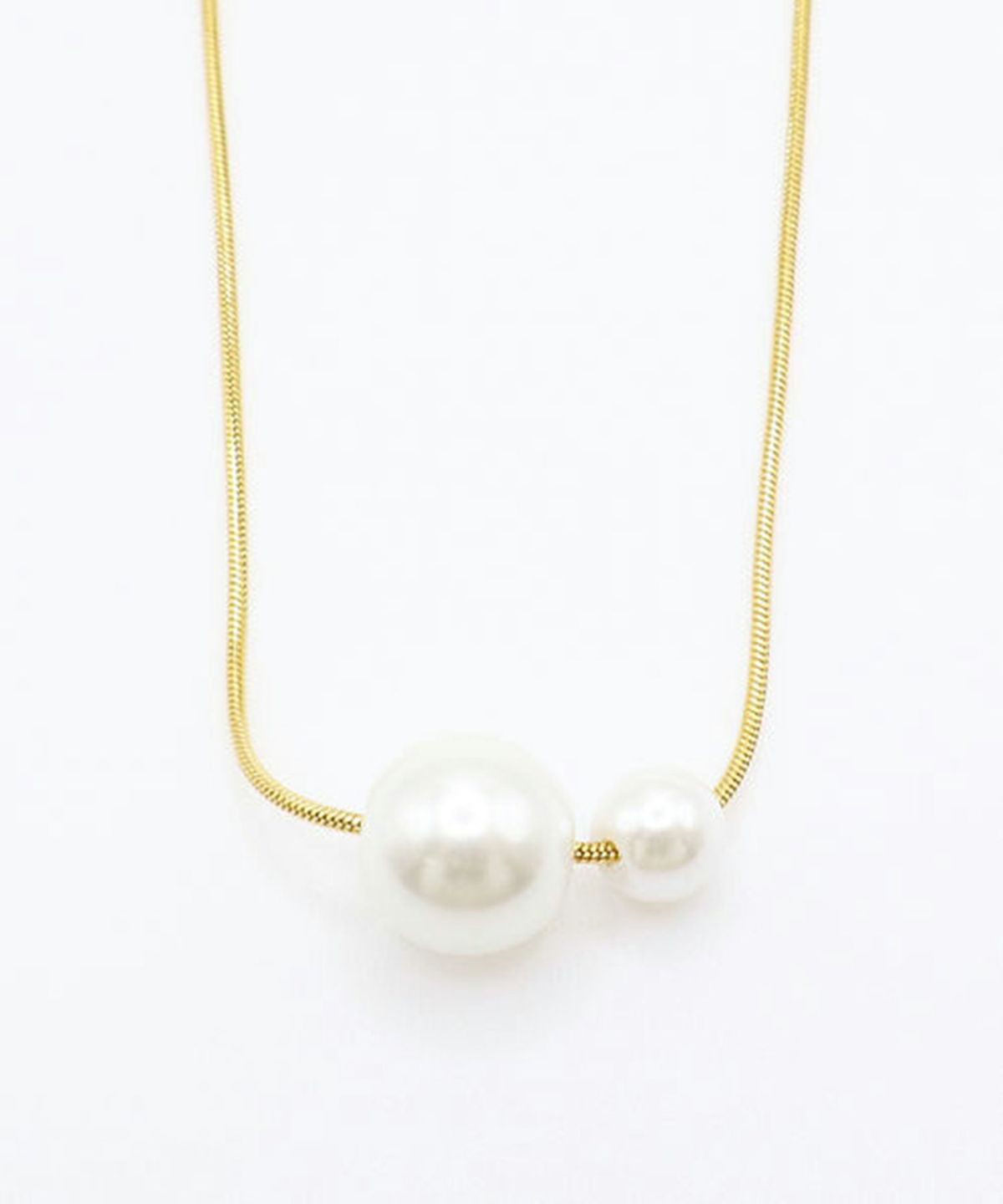 ダブルパールサージカルステンレスネックレス