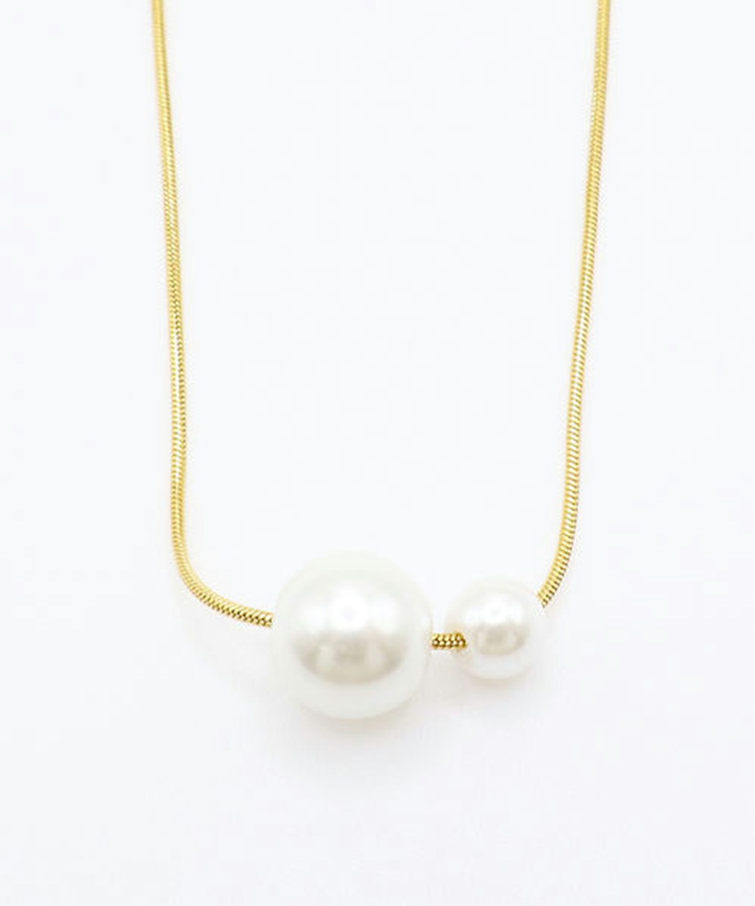 ダブルパールサージカルステンレスネックレス