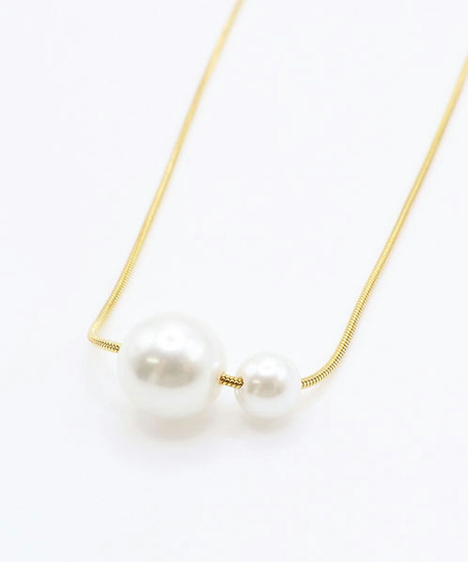 ダブルパールサージカルステンレスネックレス