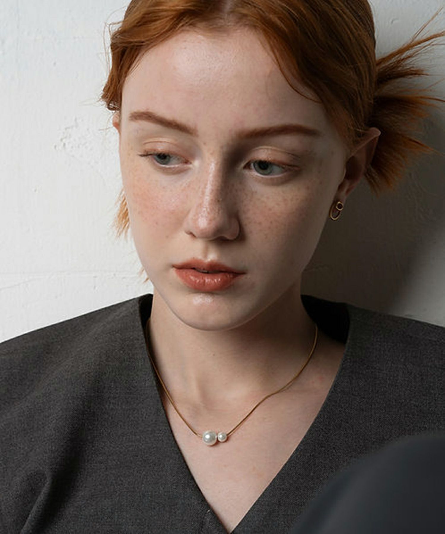 ダブルパールサージカルステンレスネックレス