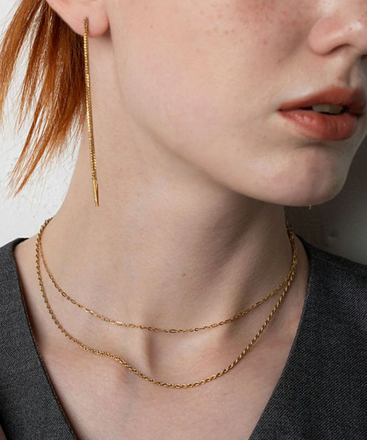 ダブルチェーンサージカルステンレスネックレス