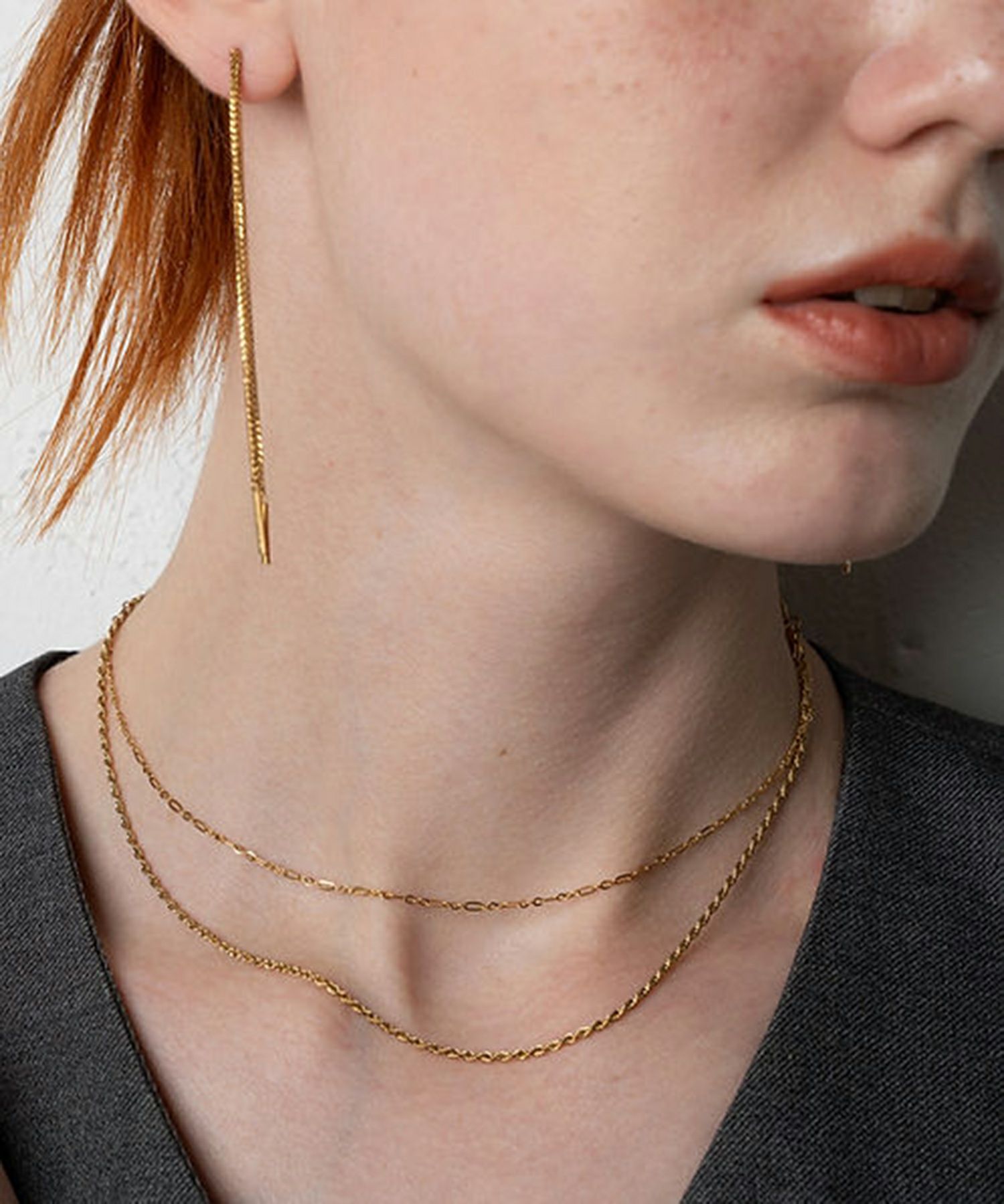 ダブルチェーンサージカルステンレスネックレス