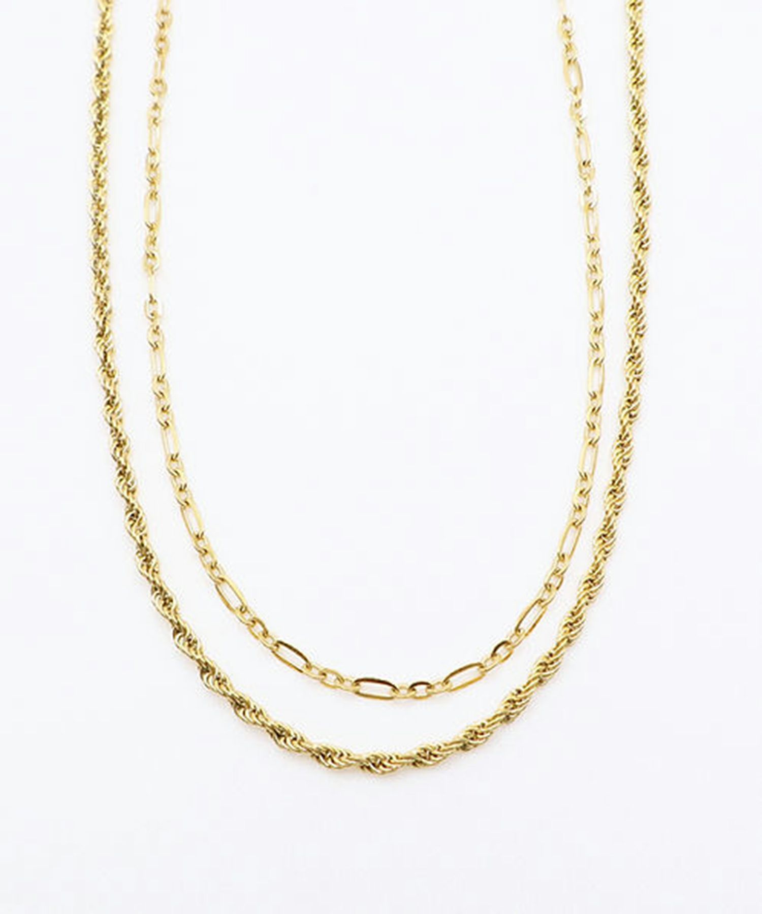 ダブルチェーンサージカルステンレスネックレス